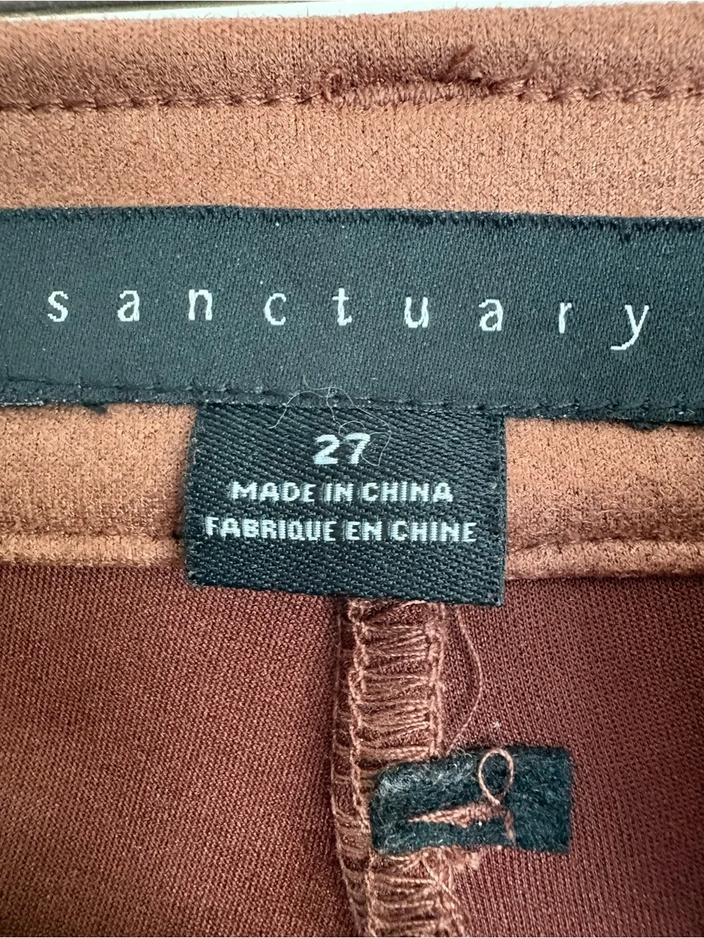 Sanctuary Sawyer Faux Suede Brown Bell Bottom Flare Pants Sz 27 Boho 70s Retro - Picture 4 of 10